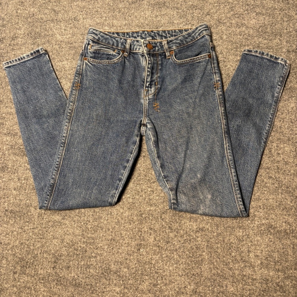 Ksubi Skinny Jeans women's size 25 Blue Denim High Rise Cross Embroidery